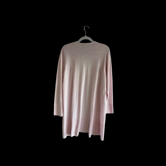 Susan Graver Rayon Blend Open Front Long Cardigan-Size Large-Pink - Picture 2 of 6